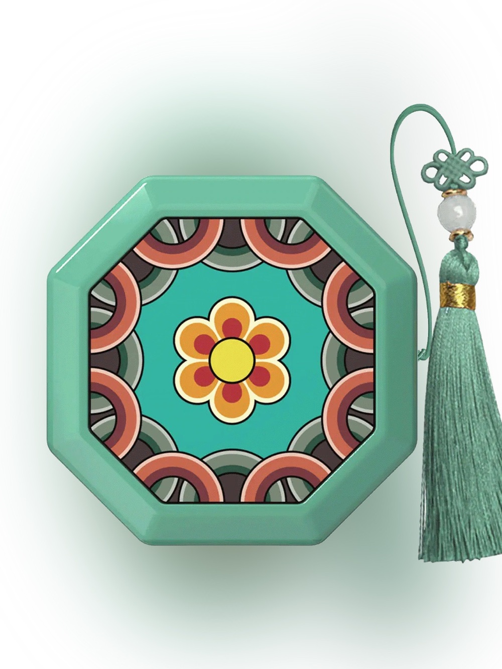 Samsung Turquoise Floral Pattern Wireless Earbud Case with Tassel